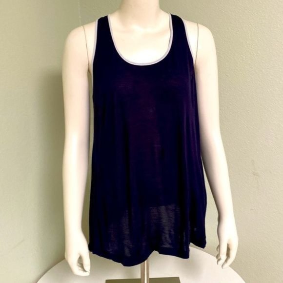 Outback Red Sexy & Sheer Navy Blue Dressy Rayon Backless Tank Top Size M - Picture 1 of 6
